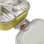 Stainless Steel Lunch Box Korean Style 2 Compartment Bento Box Metal Food Container for Kids Adults Pupils Office Workers chartreuse