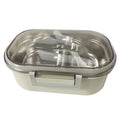 Stainless Steel Lunch Box Korean Style 2 Compartment Bento Box Metal Food Container for Kids Adults Pupils Office Workers Beige