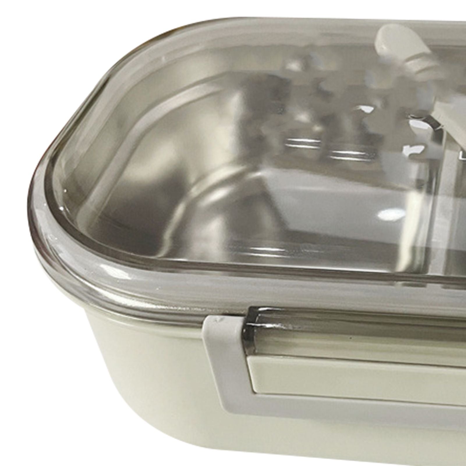 Stainless Steel Lunch Box Korean Style 2 Compartment Bento Box Metal Food Container for Kids Adults Pupils Office Workers Beige