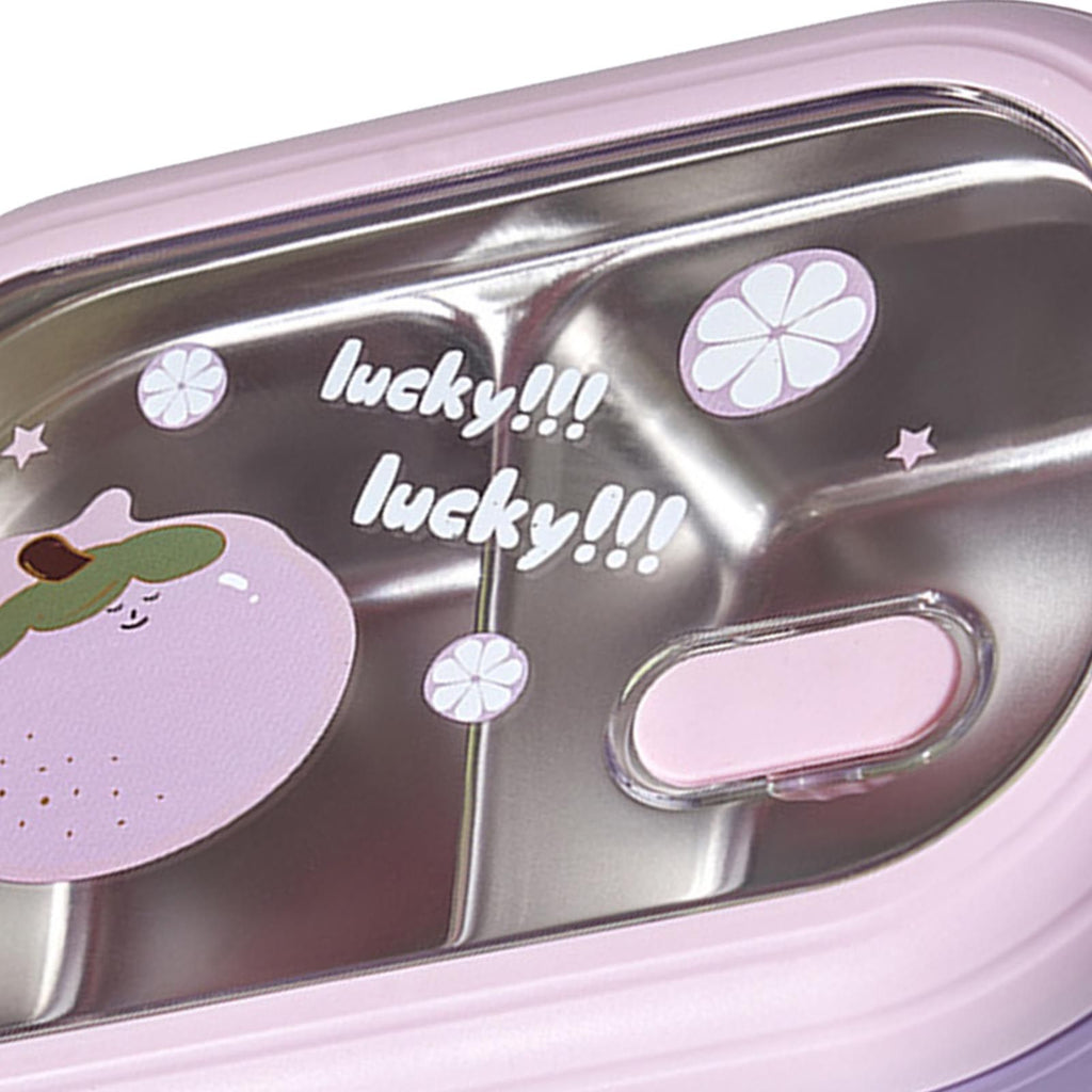 Bento Lunch Box Portable Safe Leakproof Divided Stainless Steel Thermal Lunch Box for Students School Office Purple