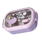 Bento Lunch Box Portable Safe Leakproof Divided Stainless Steel Thermal Lunch Box for Students School Office Purple