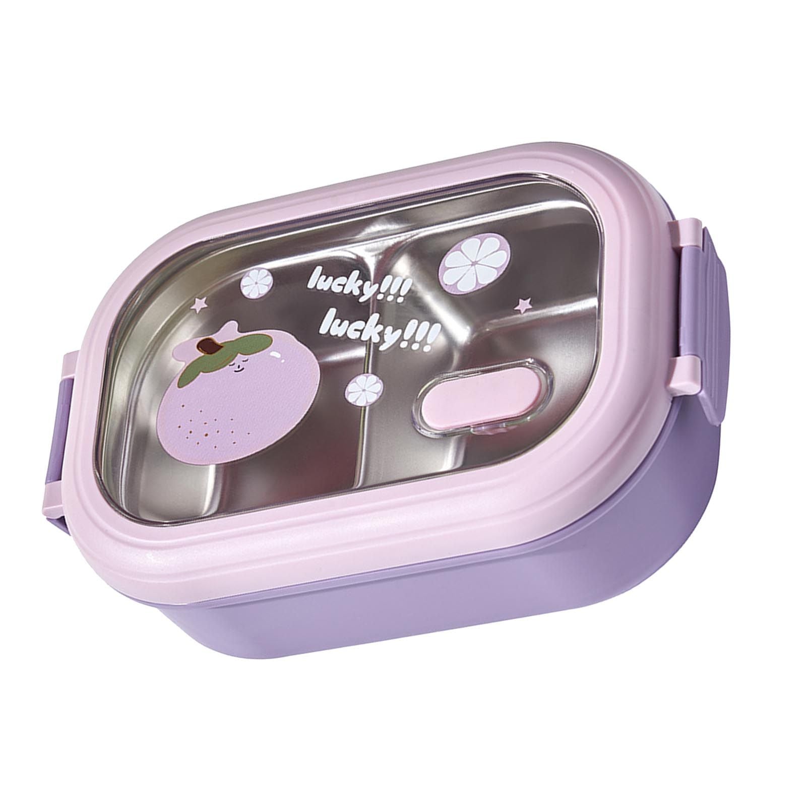 Bento Lunch Box Portable Safe Leakproof Divided Stainless Steel Thermal Lunch Box for Students School Office Purple