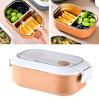 Lunch Box Stainless Steel Insulation Leakproof Cute Design Portable Bento Box for School Office Orange