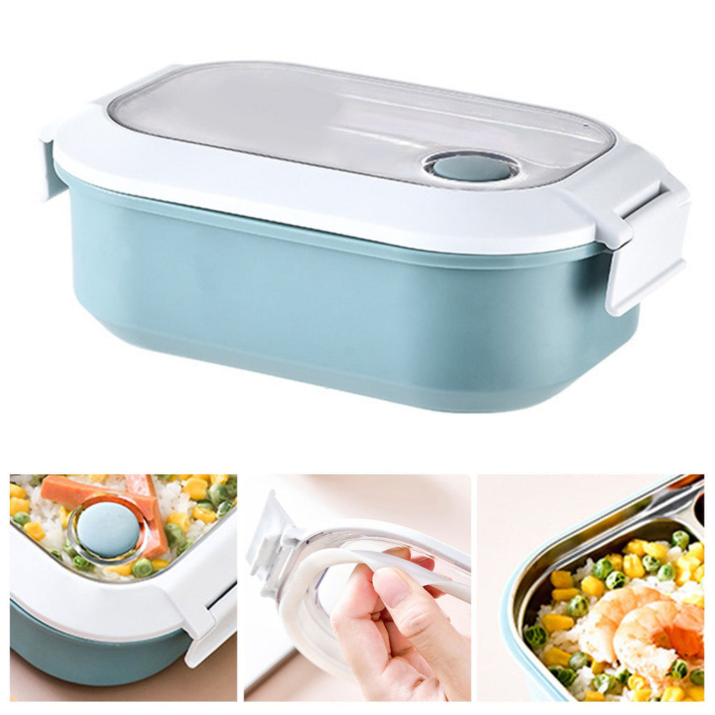 Lunch Box Stainless Steel Insulation Leakproof Cute Design Portable Bento Box for School Office Blue