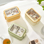 Stainless Steel Insulated Lunch Box Multiple Compartments Fashionable Safe Stainless Steel Bento Box for Students Kids Green