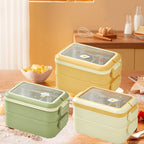Stainless Steel Insulated Lunch Box Multiple Compartments Fashionable Safe Stainless Steel Bento Box for Students Kids Cream