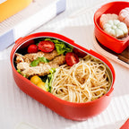 Lunch Box 2 Tier 3 Compartment Large Capacity Microwavable Cute Portable Bento Lunch Box Red