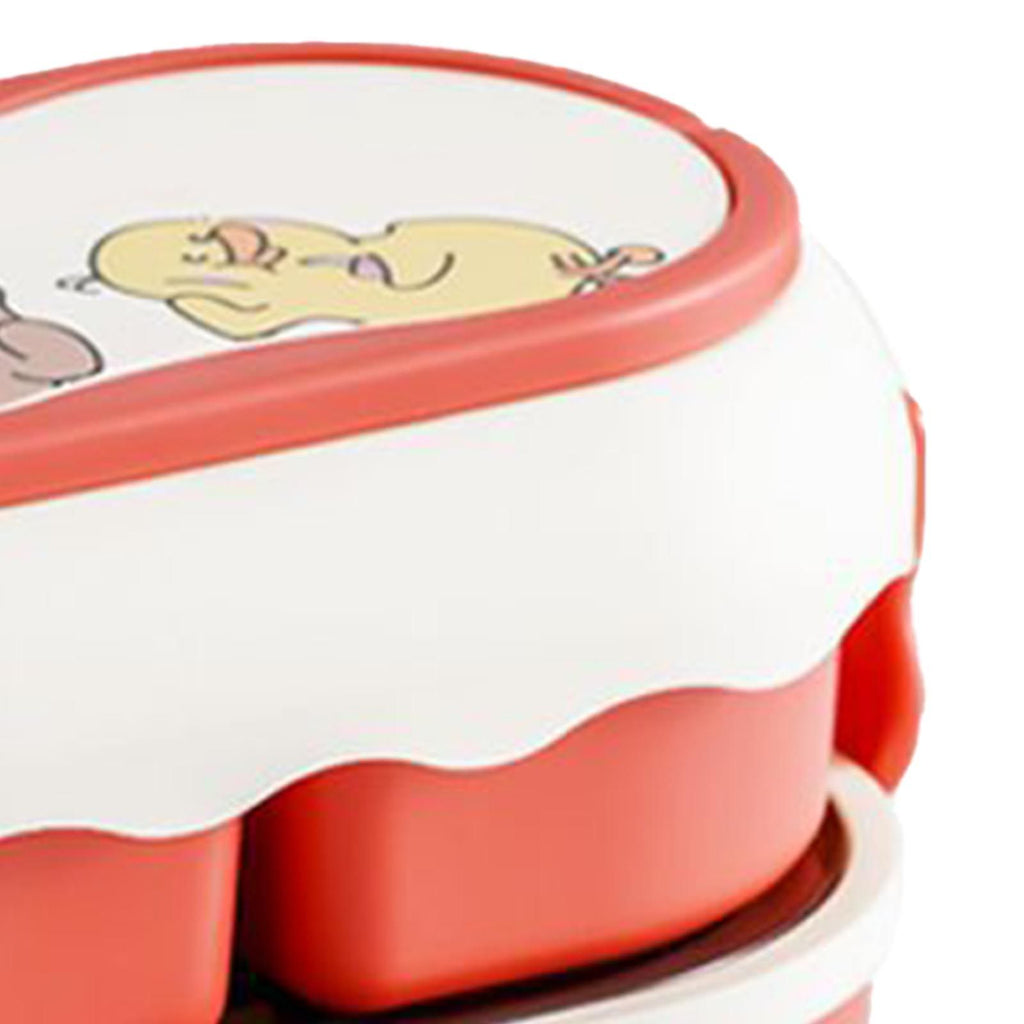 Lunch Box 2 Tier 3 Compartment Large Capacity Microwavable Cute Portable Bento Lunch Box Red