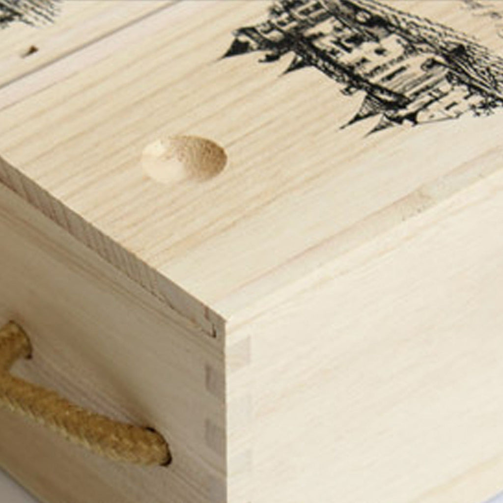 Single Bottle Wooden Wine Box with Lid Decorative Wood Grain Reusable Wine Storage Box