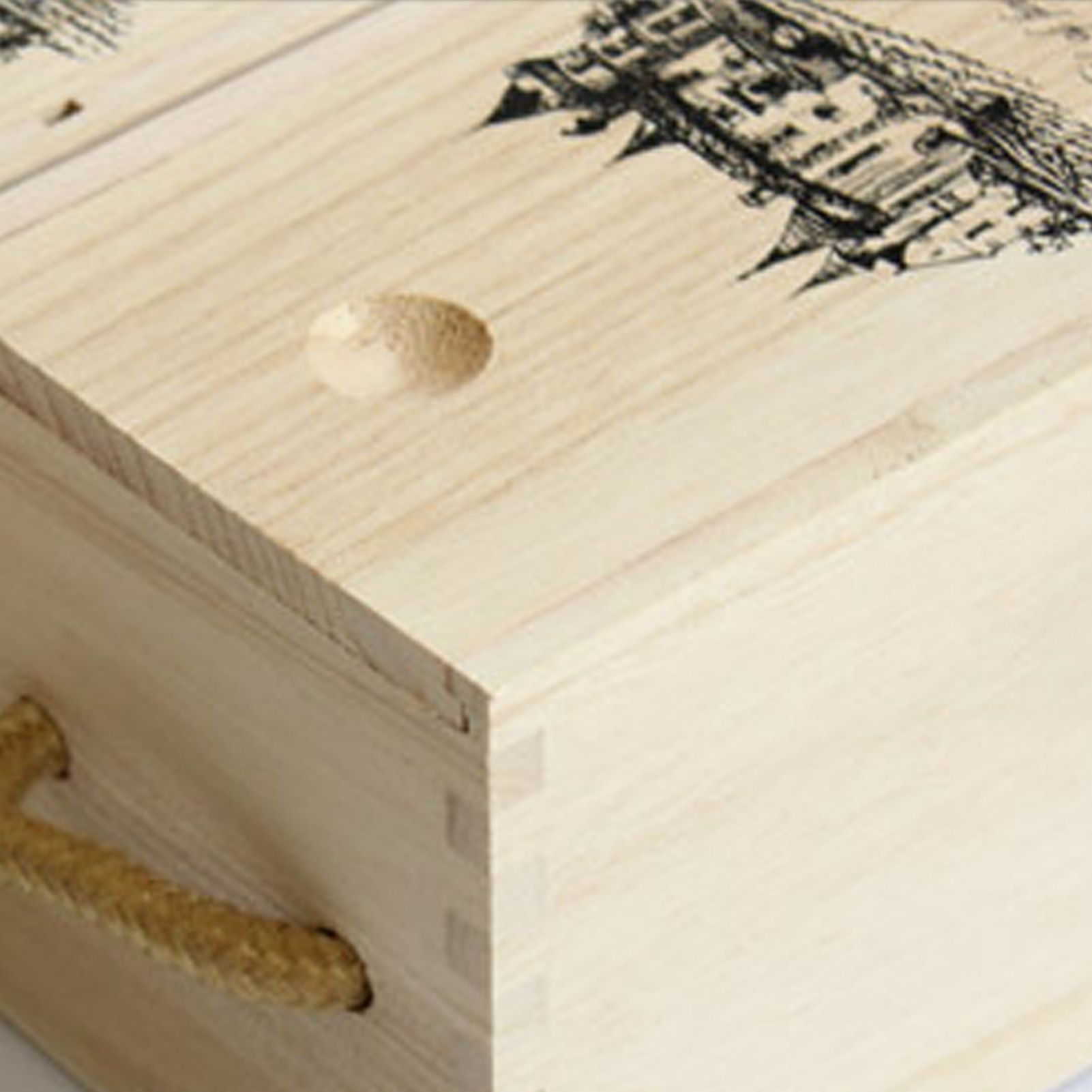 Single Bottle Wooden Wine Box with Lid Decorative Wood Grain Reusable Wine Storage Box
