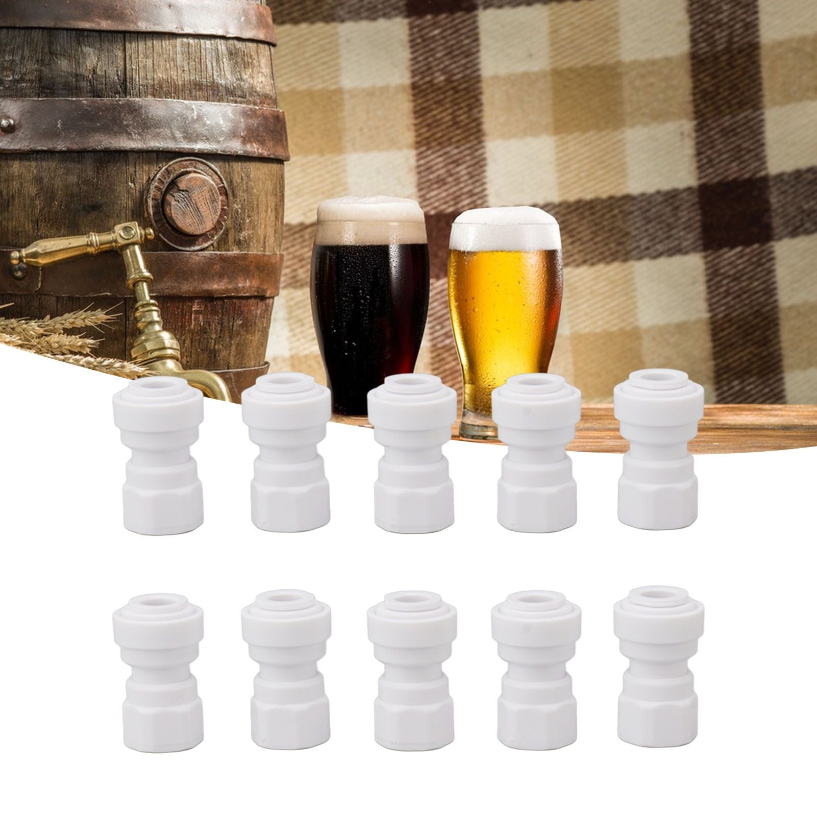 10 Pcs Plastic Quick Connect Fittings Multifunctional Plastic Quick Pipe Fitting for Home Winery Beer Brewing 3/8