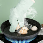 Thickened Silicone Anti Scalding Oven Glove Heat Resistant Silicone Cooking Glove for Microwave Oven Toaster Mint Green