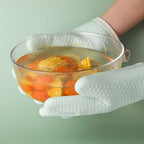 Thickened Silicone Anti Scalding Oven Glove Heat Resistant Silicone Cooking Glove for Microwave Oven Toaster Mint Green