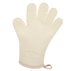 Thickened Silicone Anti Scalding Oven Glove Heat Resistant Silicone Cooking Glove for Microwave Oven Toaster Ivory White