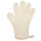 Thickened Silicone Anti Scalding Oven Glove Heat Resistant Silicone Cooking Glove for Microwave Oven Toaster Ivory White