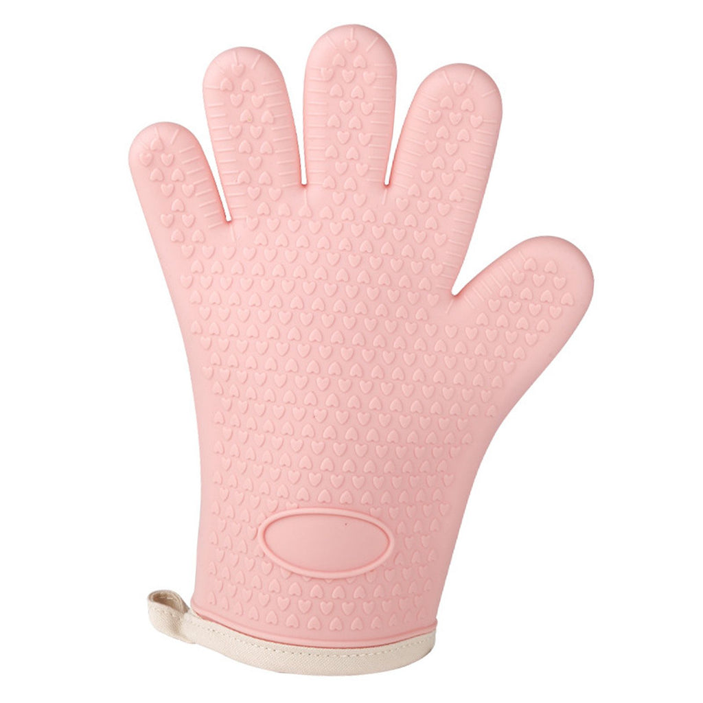 Thickened Silicone Anti Scalding Oven Glove Heat Resistant Silicone Cooking Glove for Microwave Oven Toaster pink Orange