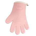 Thickened Silicone Anti Scalding Oven Glove Heat Resistant Silicone Cooking Glove for Microwave Oven Toaster pink Orange