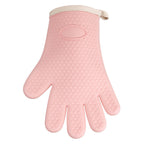 Thickened Silicone Anti Scalding Oven Glove Heat Resistant Silicone Cooking Glove for Microwave Oven Toaster pink Orange