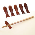 5Pcs Wooden Fish Shape Chopstick Rest Stand Rack Spoon Fork Knife Holder Wooden Chopstick Holder