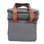 Lunch Bag 2 Deck Messenger Large Capacity Waterproof Leakage Proof 2 Way Zipper Insulated Lunch Box for Picnic Camp Office Grey