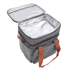 Lunch Bag 2 Deck Messenger Large Capacity Waterproof Leakage Proof 2 Way Zipper Insulated Lunch Box for Picnic Camp Office Grey