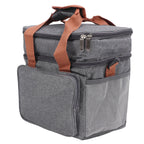 Lunch Bag 2 Deck Messenger Large Capacity Waterproof Leakage Proof 2 Way Zipper Insulated Lunch Box for Picnic Camp Office Grey