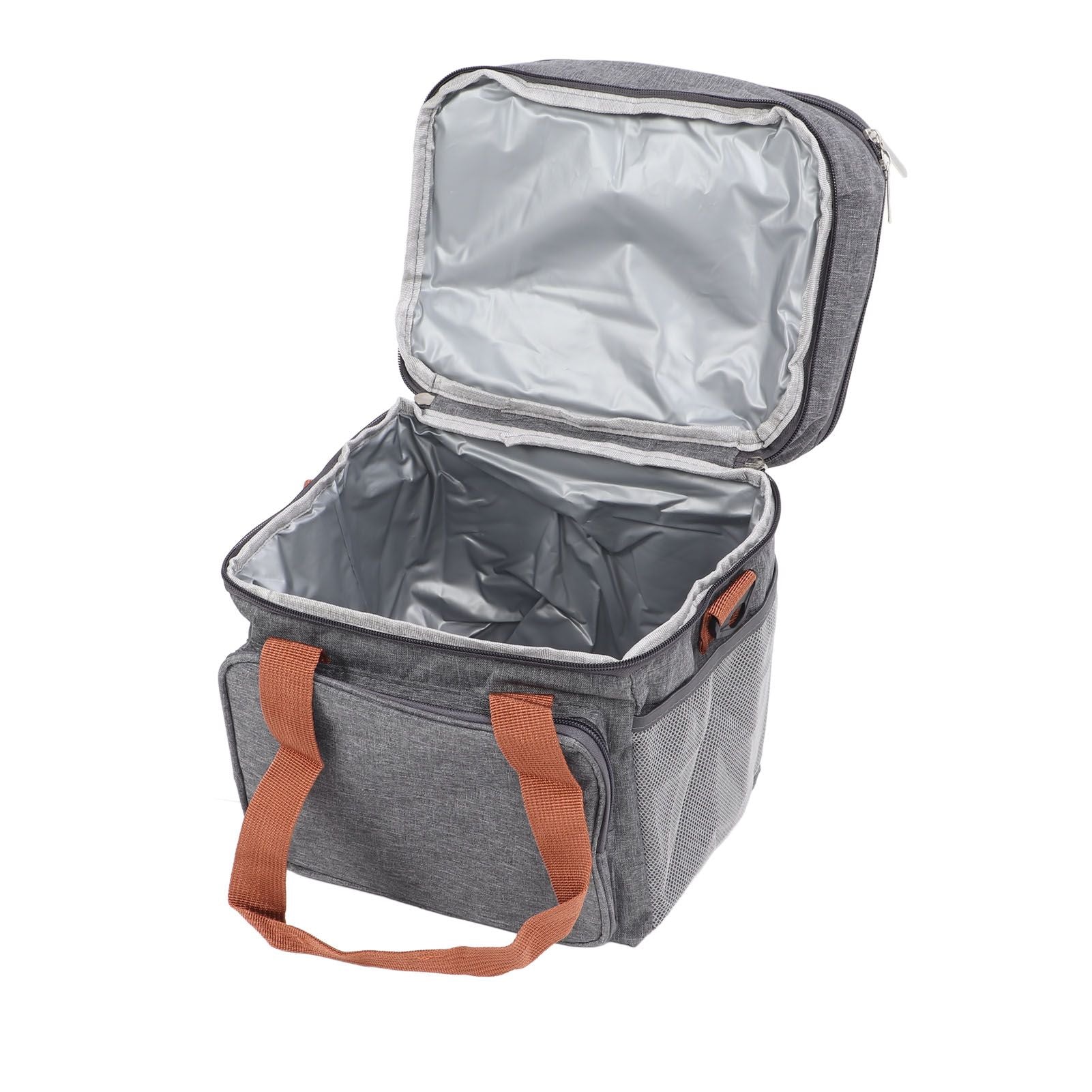 Lunch Bag 2 Deck Messenger Large Capacity Waterproof Leakage Proof 2 Way Zipper Insulated Lunch Box for Picnic Camp Office Grey