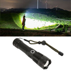 LED Flashlight Zoomable P50 Beads 5000lm 3 Light Modes Battery Display Bright Flashlight for Outdoor Adventure Camping