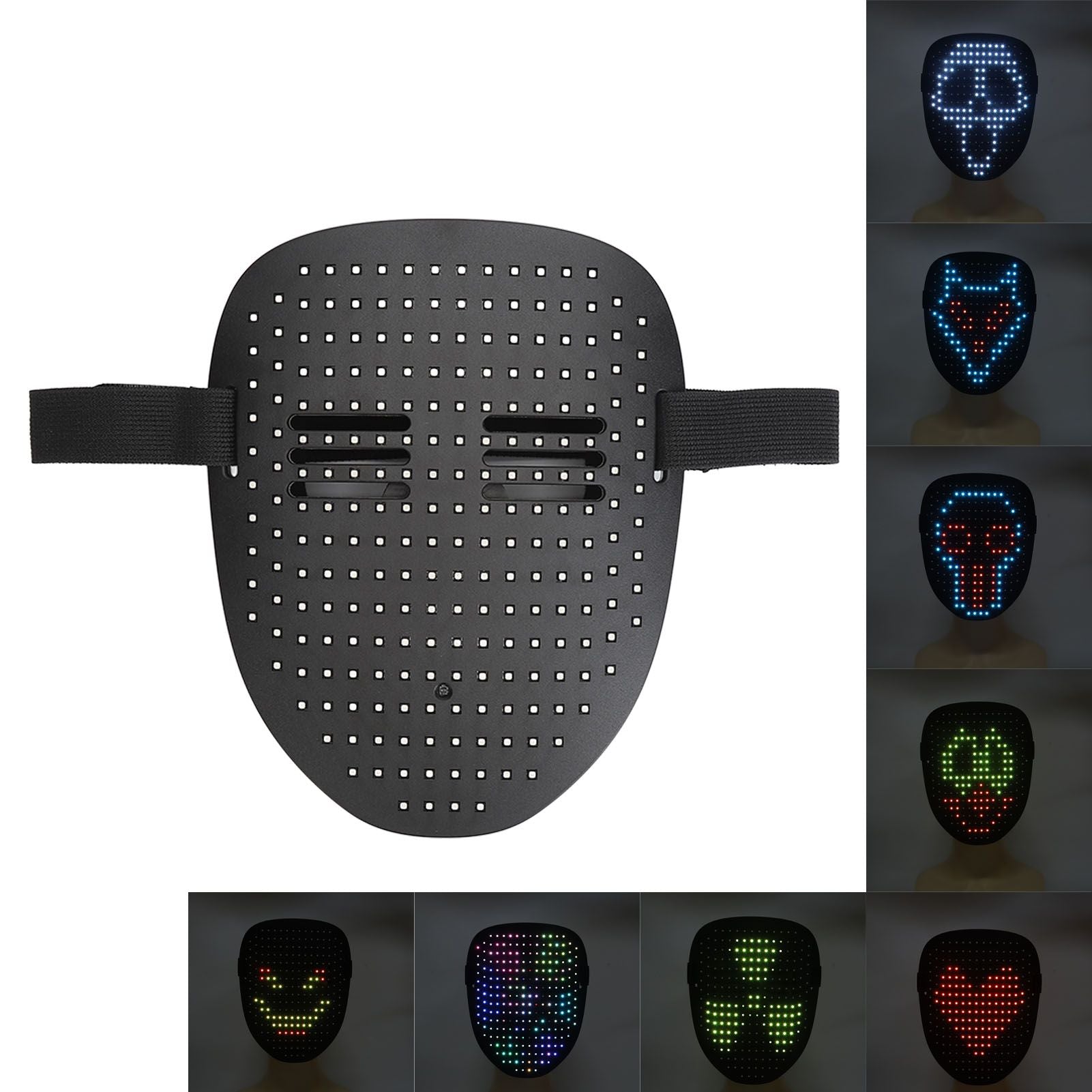 LED Party Face Cover Gesture Sensing Adjustable Light Up Transforming Face Cover for Cosplay Carnival Festival
