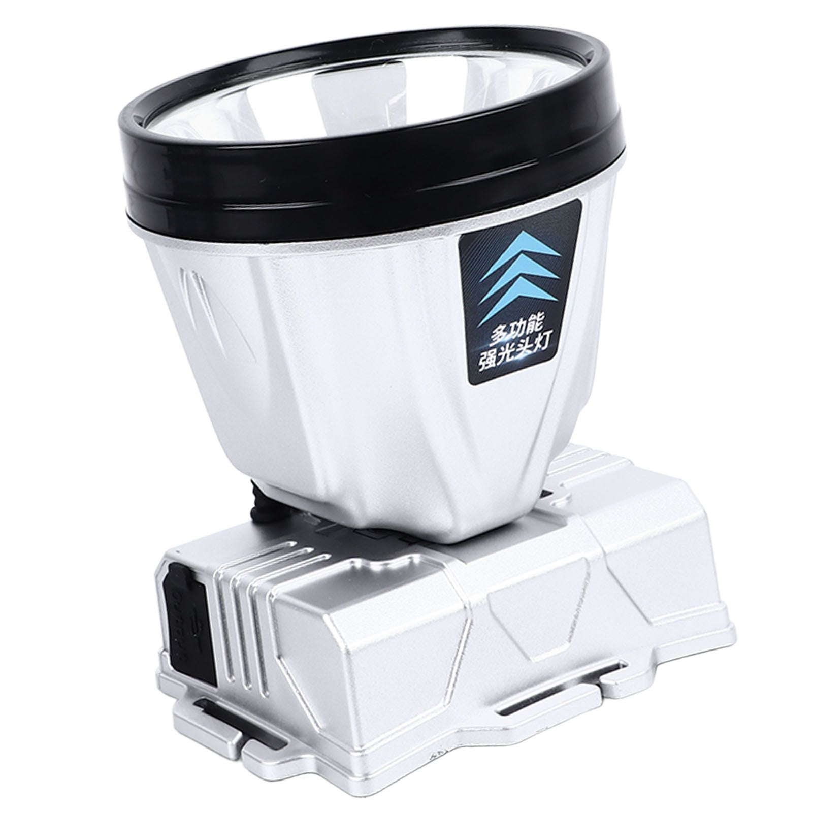 Super Bright Headlamp Rechargeable 800mAh Lithium Ion Battery Waterproof High Power Headlamp with Power Display for Outdoor Activity Silver