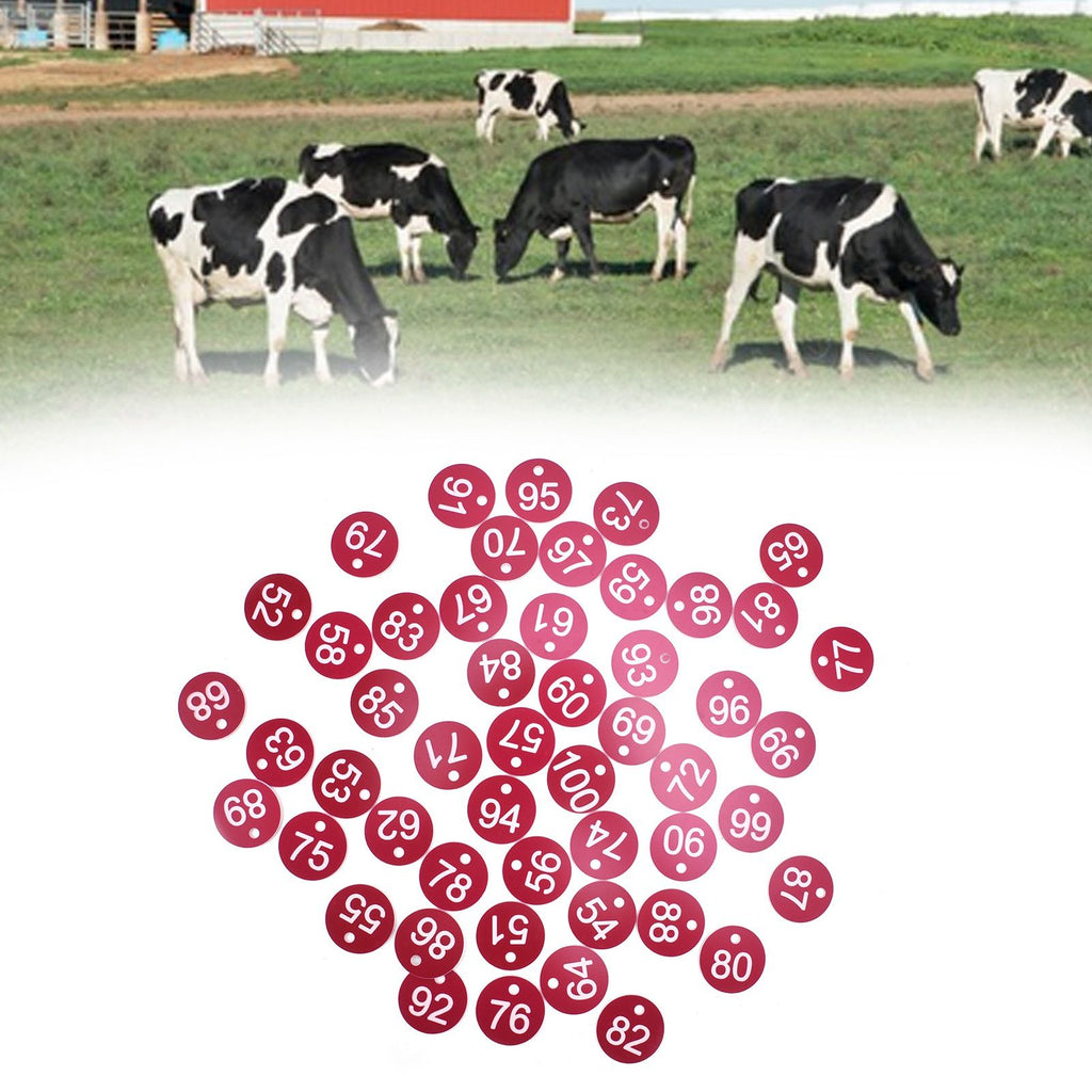 50PCS Numbered Label Numbered Tag for Farm Livestock Beekeeping Husbandry Breeding Supplies51-100 Red