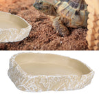 Reptile Food Water Bowl Resin Pets Feeding Plate Dish for Aquarium Tortoises Turtles Lizards Yellow
