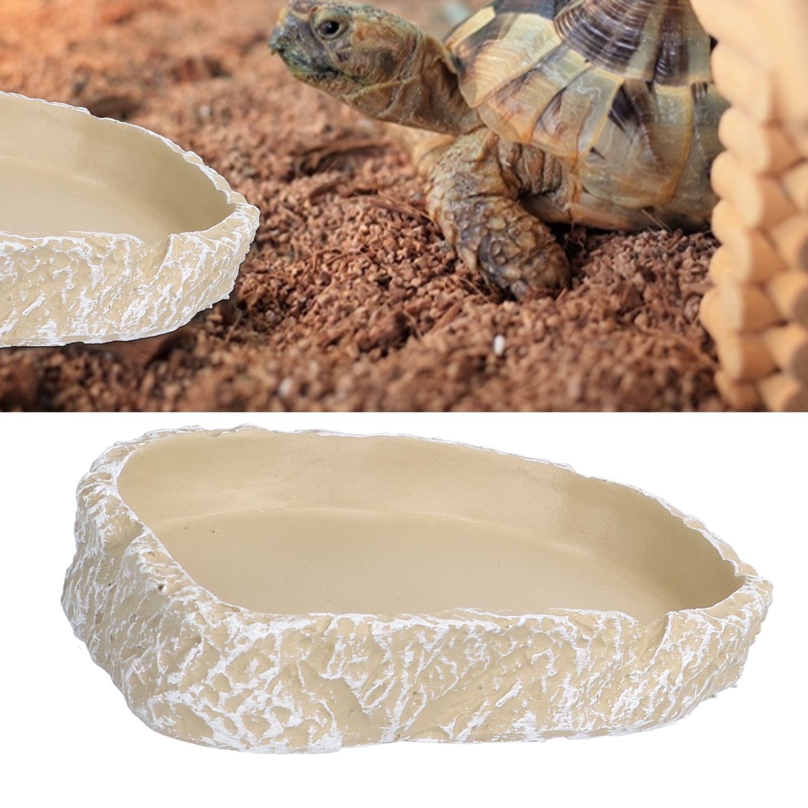 Reptile Food Water Bowl Resin Pets Feeding Plate Dish for Aquarium Tortoises Turtles Lizards Yellow
