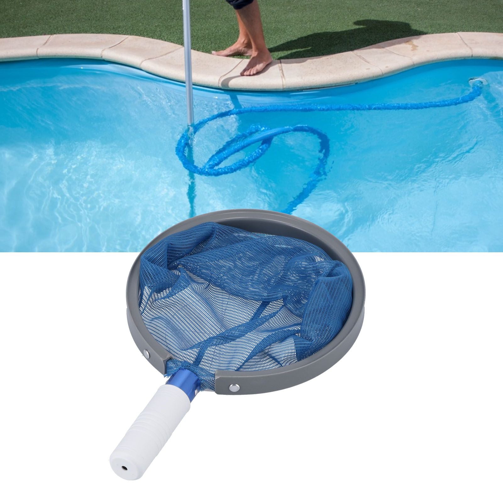 Leaf Cleaning Net Rugged Handle Durable Small Size Light Weight Cleaning Tool for Swimming Pool