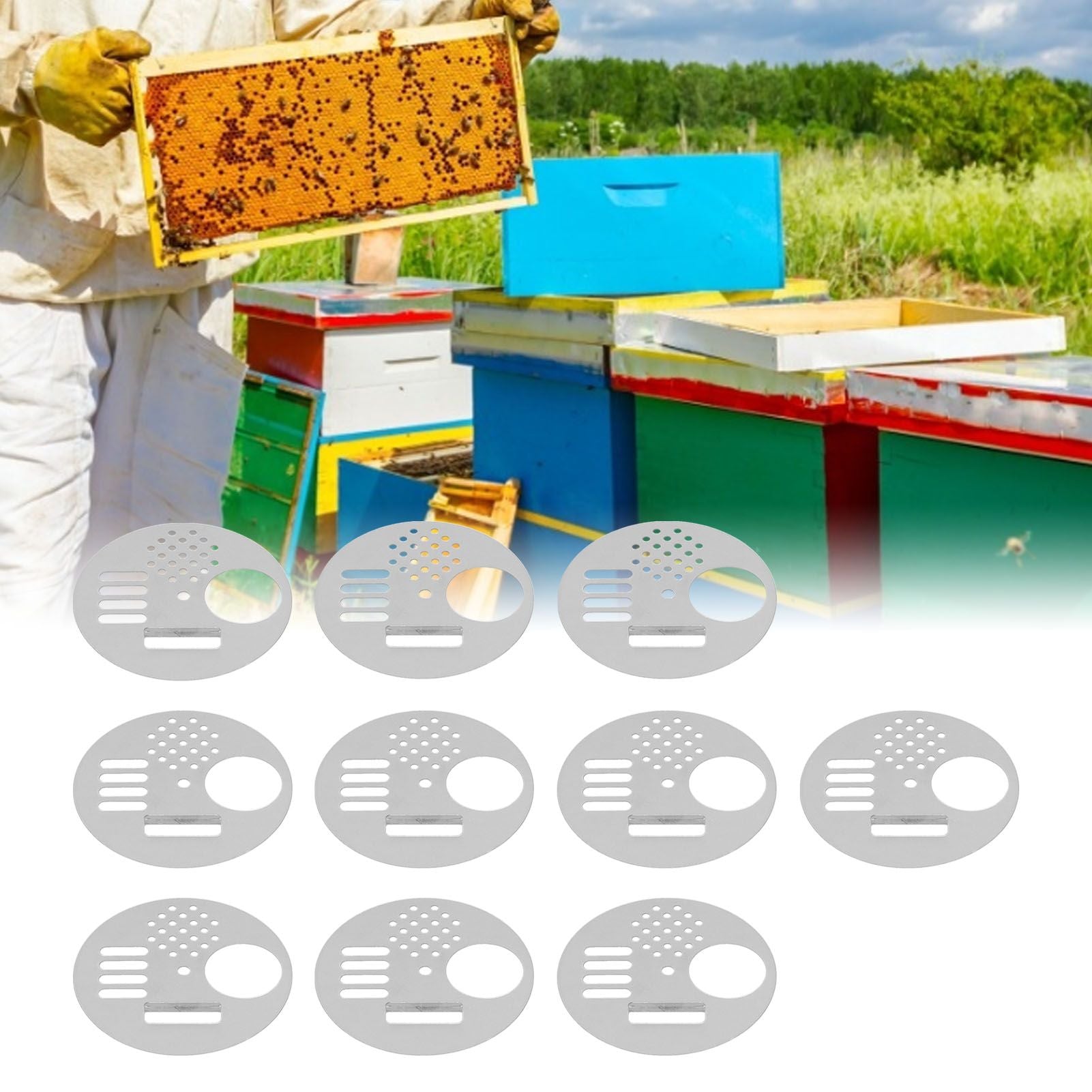 10Pcs Round Beehive Door Stainless Steel 6.8cm Rotatable Efficient High Performance Beehive Supplies
