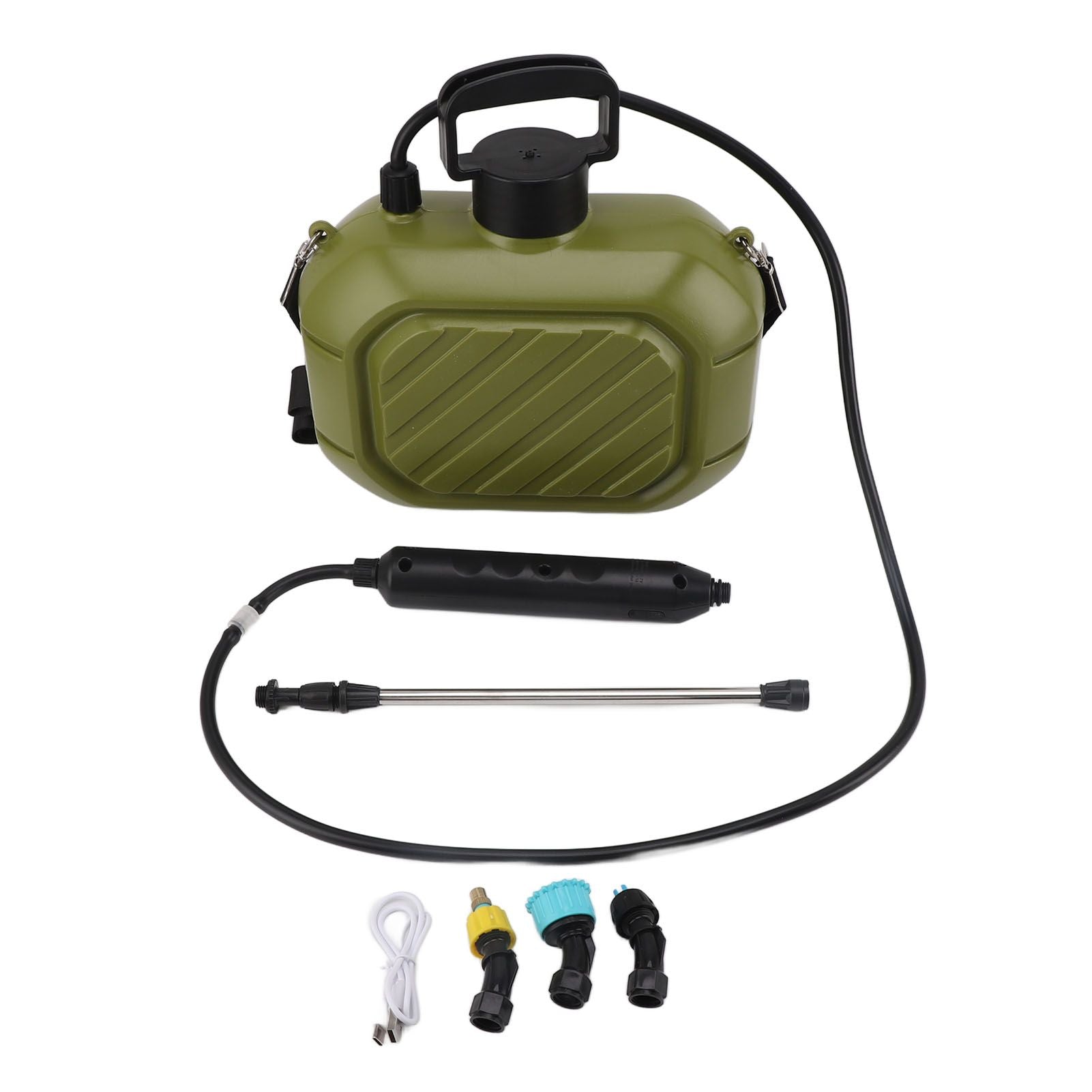 Battery Powered Sprayer 5L Rechargeable Portable Electric Garden Sprayer with Telescopic Wand and Shoulder Strap for Home Lawn Green