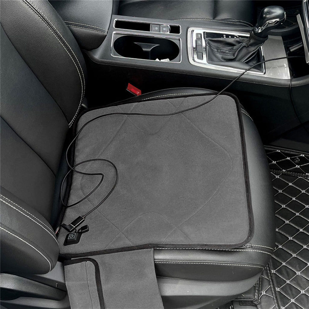 USB Heated Seat Cushion Adjustable Lightweight Heated Stadium Cushion for Camping Fishing Home Office Deep Gray