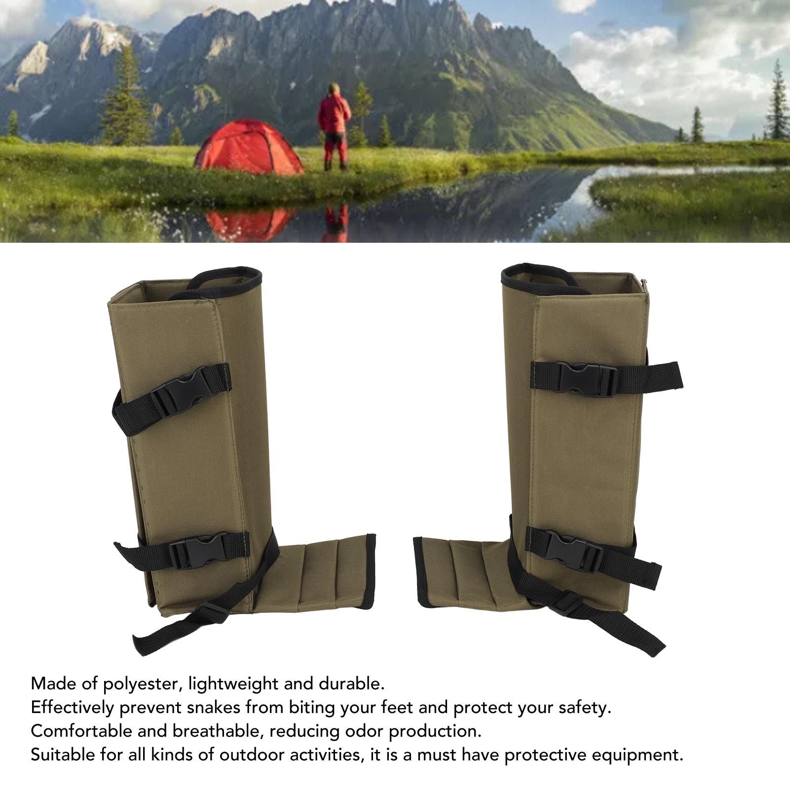 1 Pair Snake Gaiters Polyester Fiber Breathable Lightweight Snake Proof Leg Cover for Hiking Camping Mountaineering OD Green