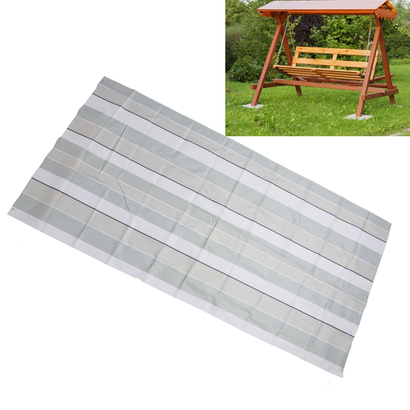 Outdoor Swingset Shade 600D Oxford Cloth Sunproof Waterproof Playground Replacement Canopy Swing Set Tarp Cover for Backyard Striped
