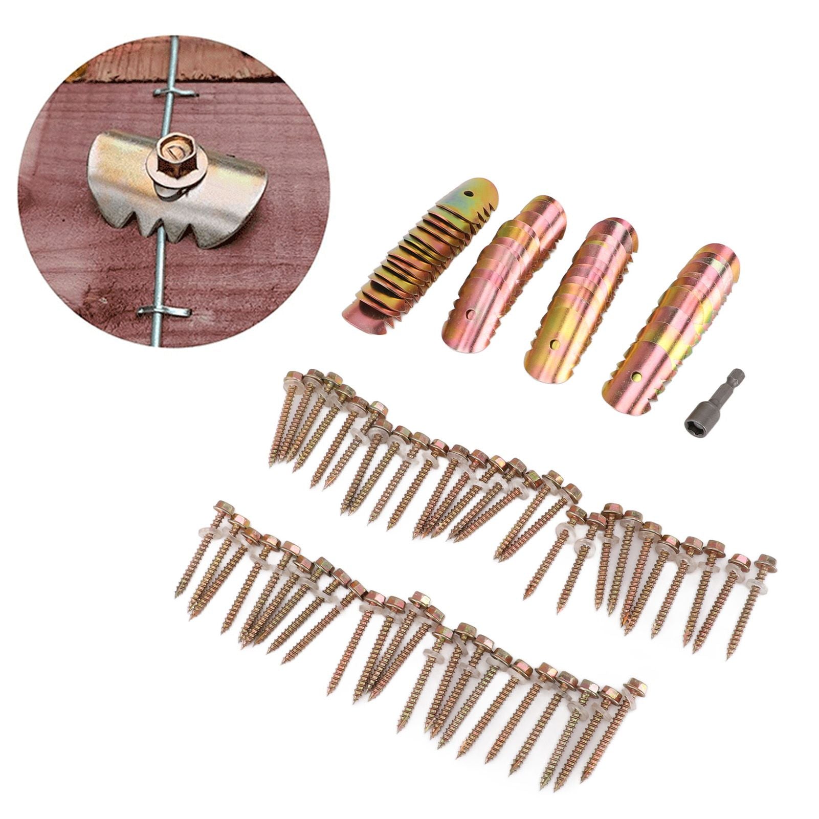 50 Sets Fence Wire Fasteners Carbon Steel Zinc Plated Rust Proof Wire Fencing Staples with Hex Socket Wrench for Repairing Fence