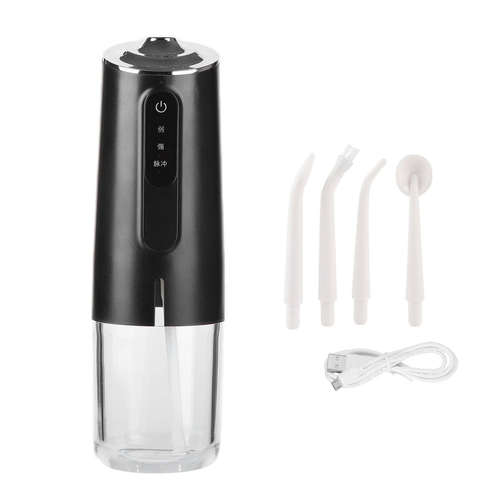 240ml Portable Oral Irrigator 3‑Mode USB Rechargeable Water Dental Floss Waterproof Tooth Cleaner with 1 NozzleBlack