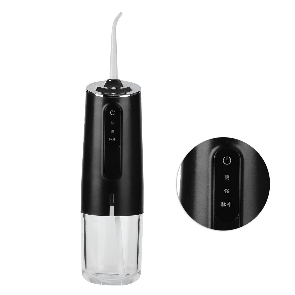 240ml Portable Oral Irrigator 3‑Mode USB Rechargeable Water Dental Floss Waterproof Tooth Cleaner with 1 NozzleBlack