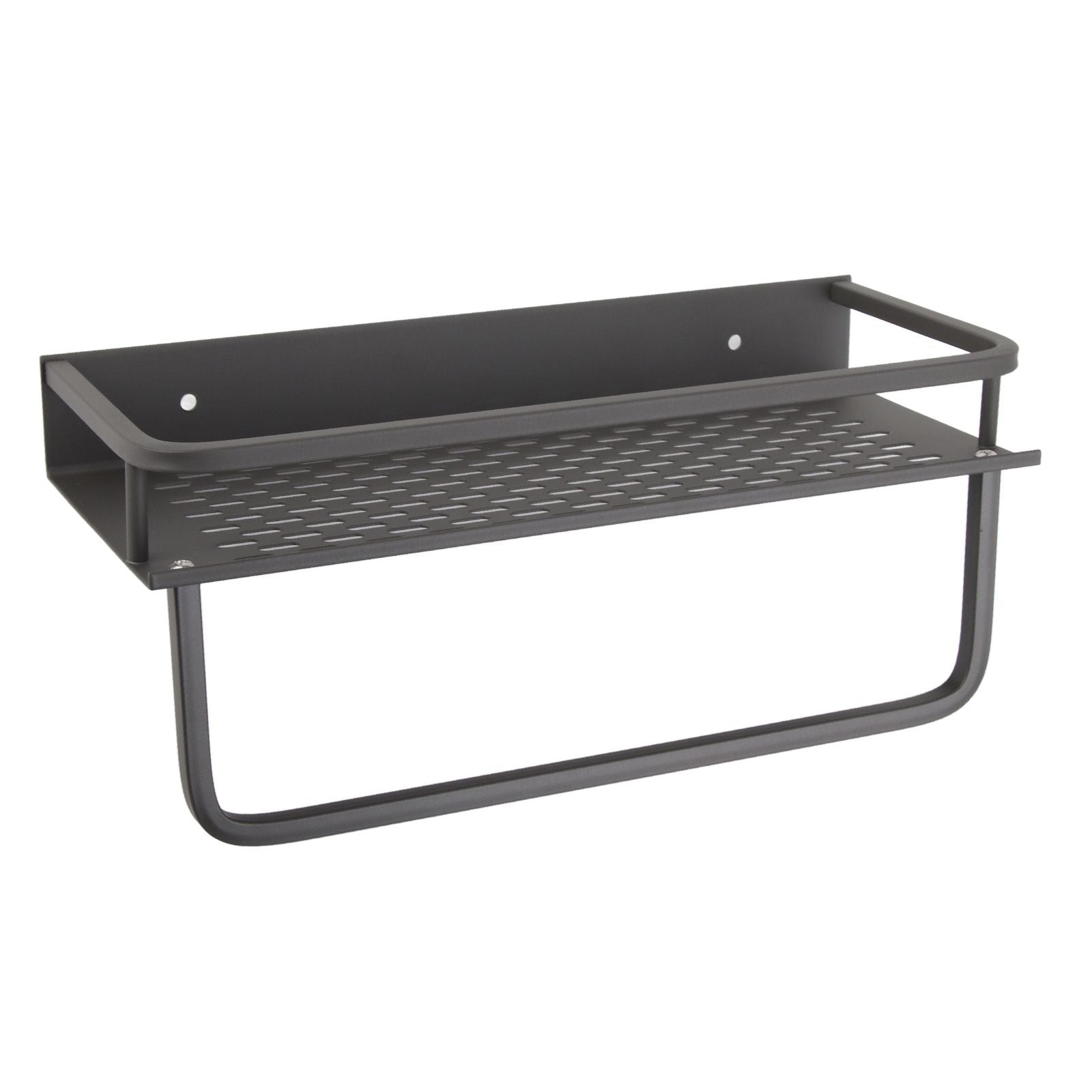 Shower Caddy Grey Shower Organizer Shelf Easy Install Aluminium Alloy Large Capacity Shower Accessory for Bathroom Home 30cm / 11.8in