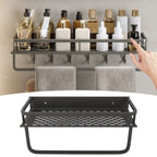 Shower Caddy Grey Shower Organizer Shelf Easy Install Aluminium Alloy Large Capacity Shower Accessory for Bathroom Home 30cm / 11.8in