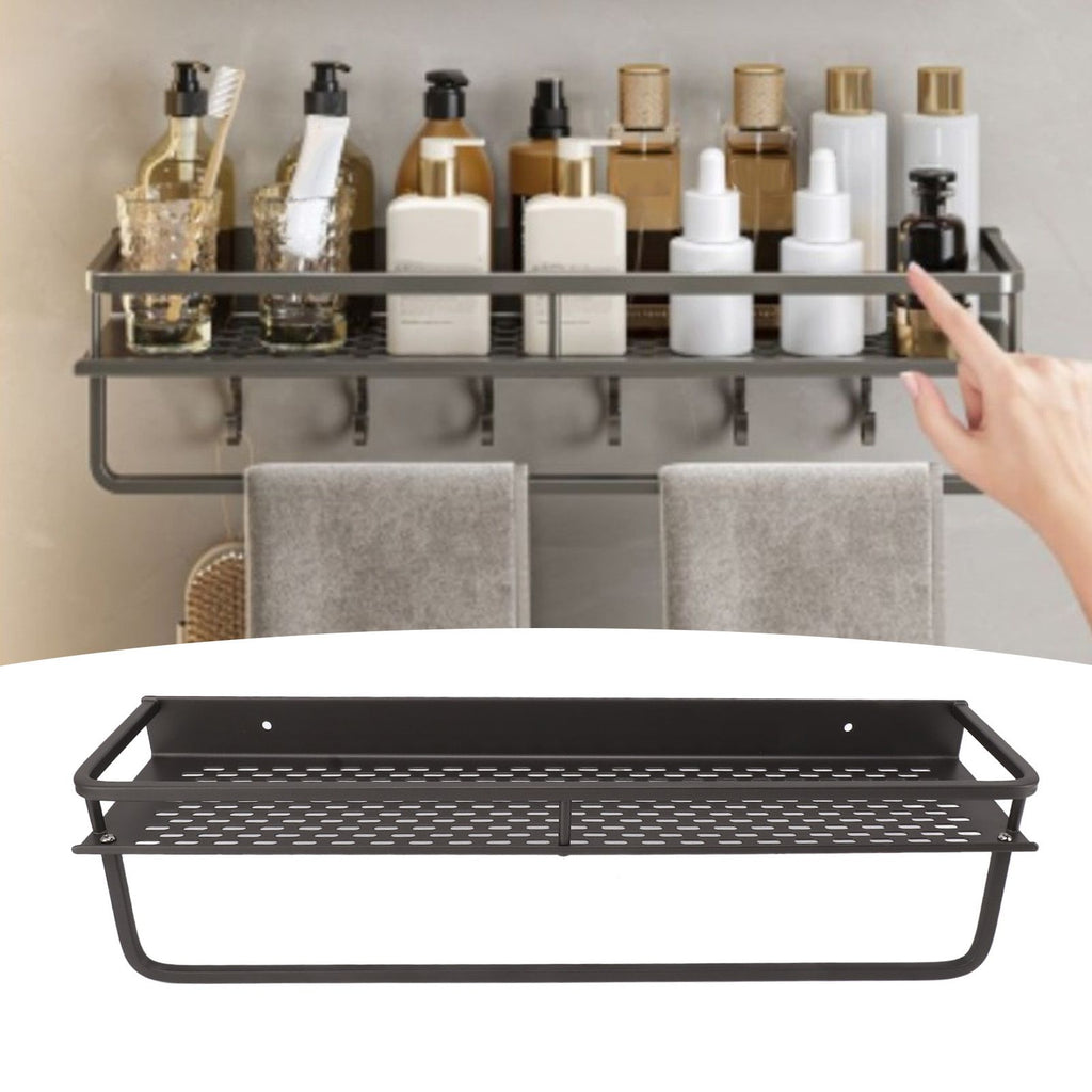 Shower Caddy Grey Shower Organizer Shelf Easy Install Aluminium Alloy Large Capacity Shower Accessory for Bathroom Home 50cm / 19.7in