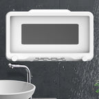 Shower Cell Phone Holder Bathroom 360 Degree Rotatable Drill Free Waterproof Wall Mounted Cell Phone Case White