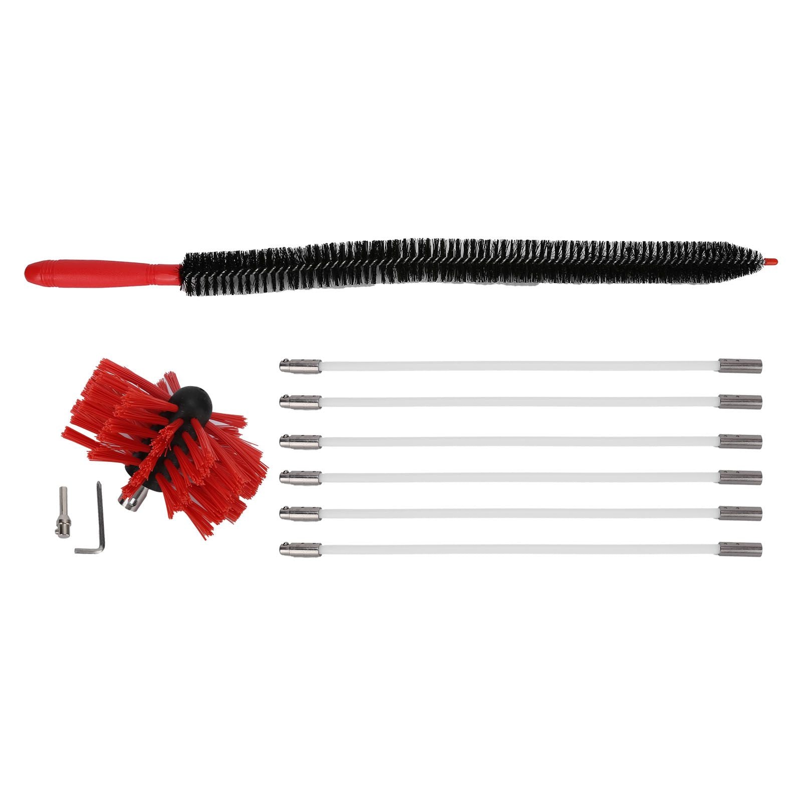Chimney Brush Press Type Durable Nylon Soft Durable Small Size Inner Wall Cleaning Brush(Black New 410mmx 6 Rod A HEX Pole)
