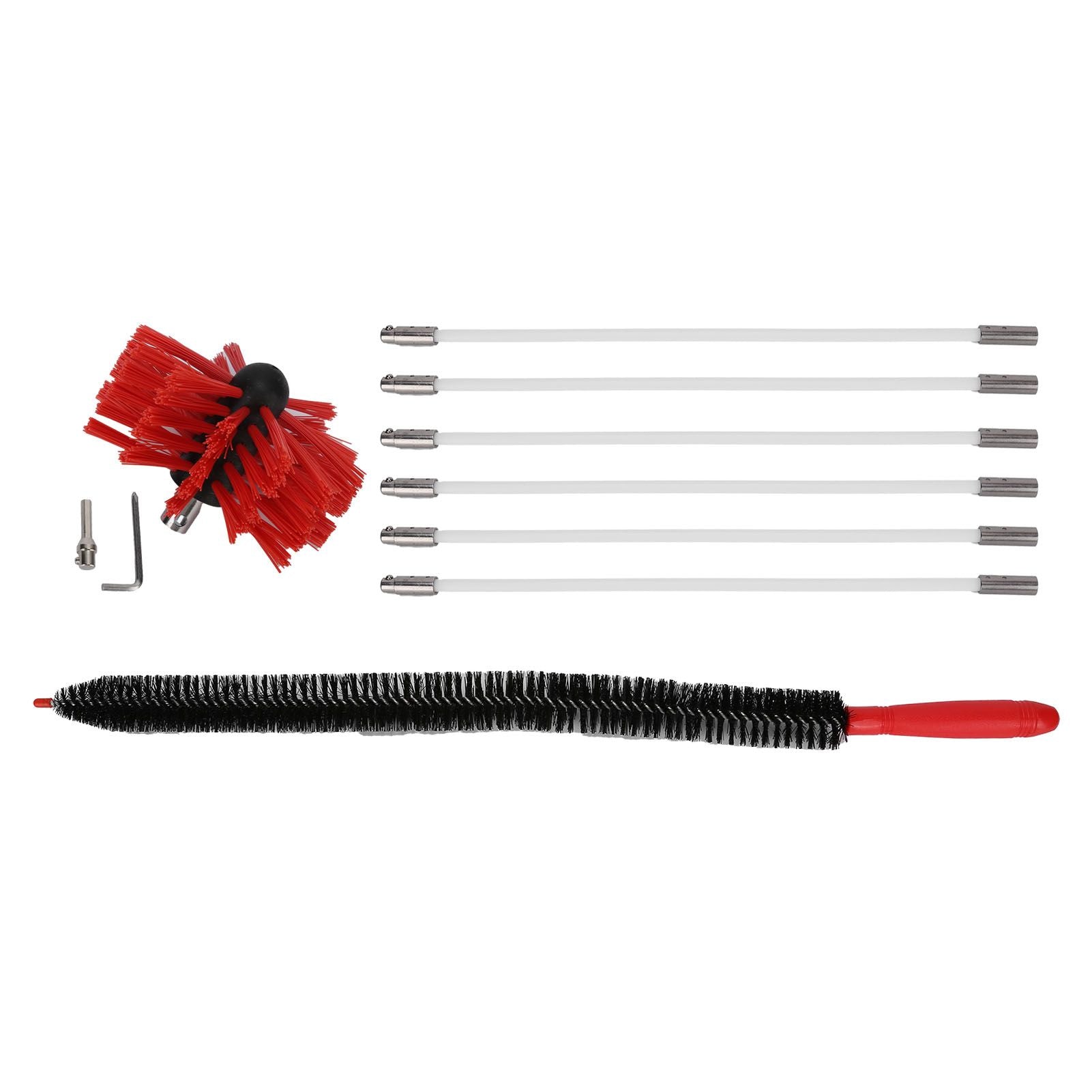Chimney Brush Press Type Durable Nylon Soft Durable Small Size Inner Wall Cleaning Brush(Black New 410mmx 6 Rod A HEX Pole)