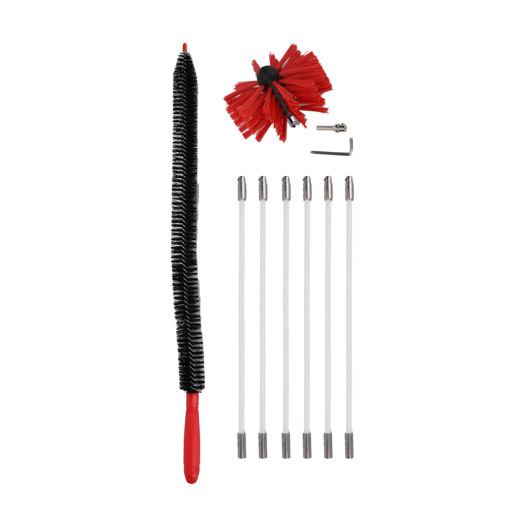 Chimney Brush Press Type Durable Nylon Soft Durable Small Size Inner Wall Cleaning Brush(Black New 410mmx 6 Rod A HEX Pole)