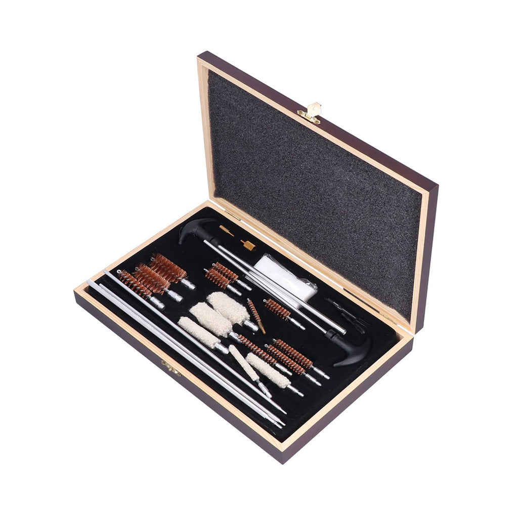 Gun Cleaning Kits Prevent Scratches Easily Storage Electrical Maintenance Cleaning Brush for AutomobileGK06 Aluminum Rod Wooden Box Set 24 Woolly